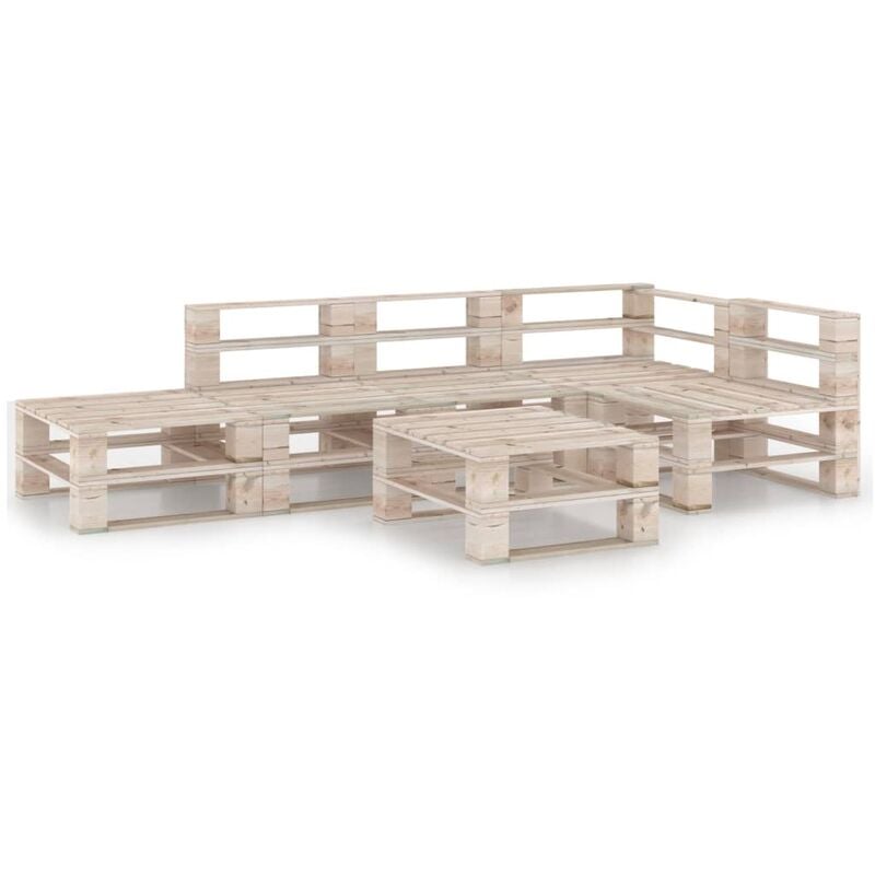 

Juego muebles de jardín de palets 6 piezas de madera de pino - Beige - Youthup