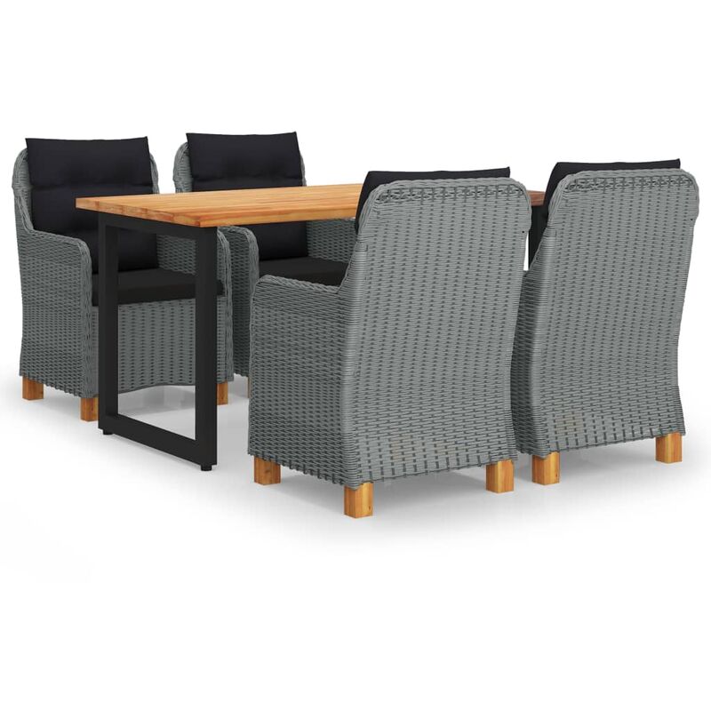 

Juego muebles jardín 5 pzas cojines ratán sintético gris claro - Gris - Youthup