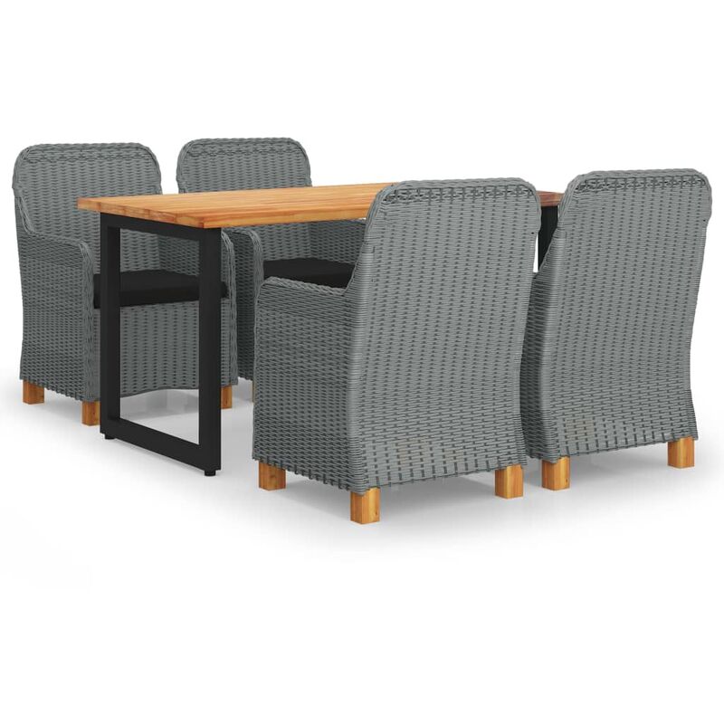 

Juego muebles jardín 5 pzas cojines ratán sintético gris claro - Gris - Youthup