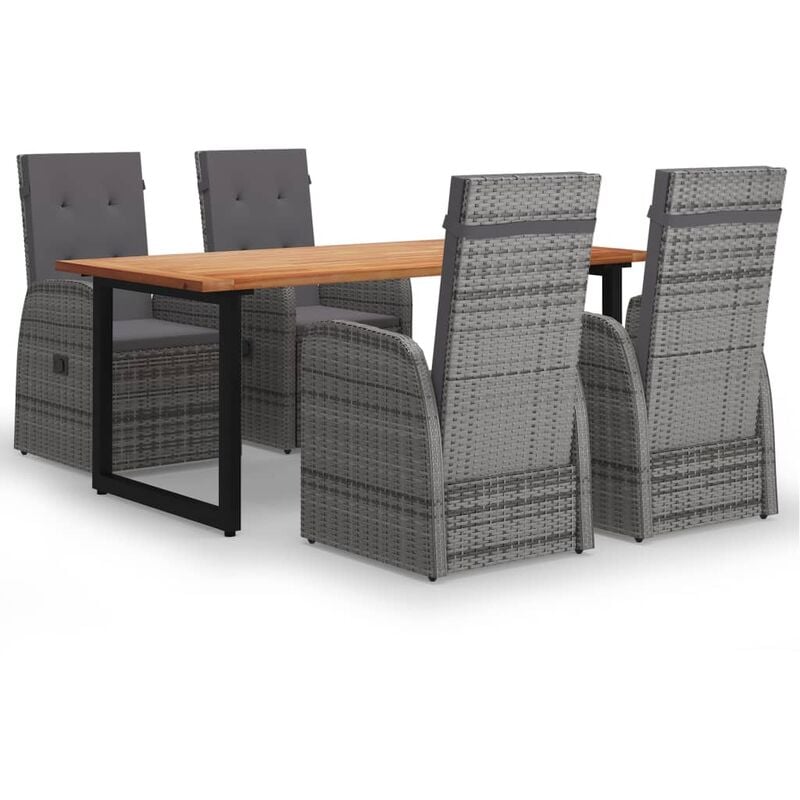 

YOUTHUP Juego muebles jardín 5 pzas con cojines ratán sintético gris - Gris