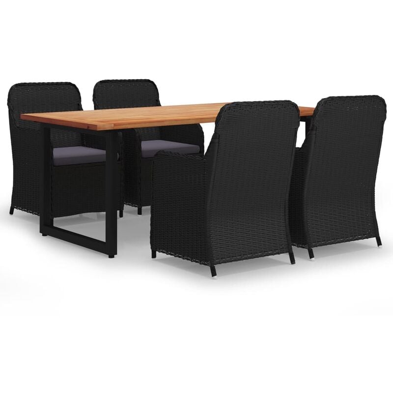 

Juego muebles jardín 5 pzas con cojines ratán sintético negro - Negro - Youthup