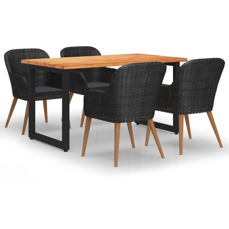 

Juego muebles jardín 5 pzas con cojines ratán sintético negro - Negro - Youthup