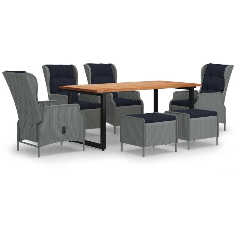 

Juego muebles jardín 7 pzas cojines ratán sintético gris claro - Gris - Youthup