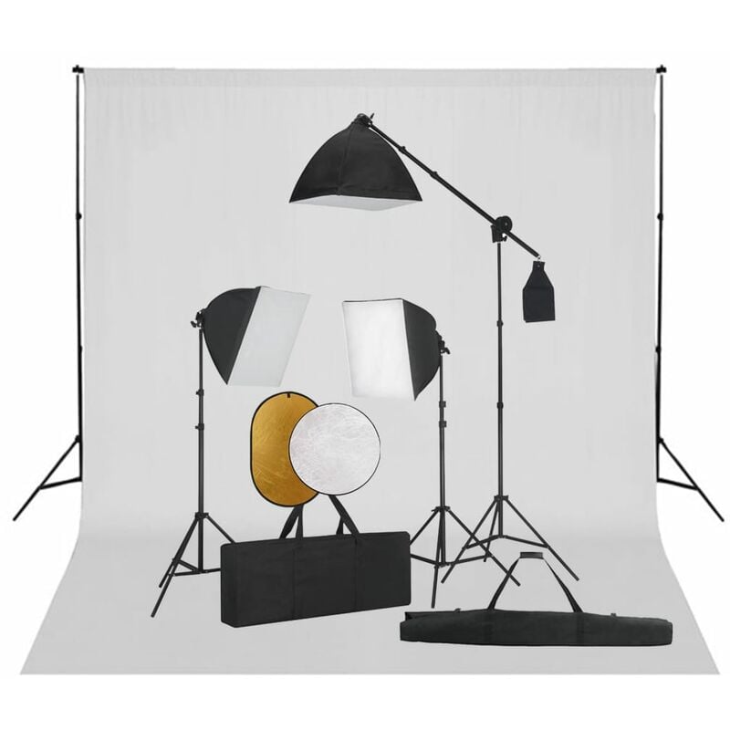 

Kit de estudio fotográfico con luces softbox fondo y reflector - Youthup