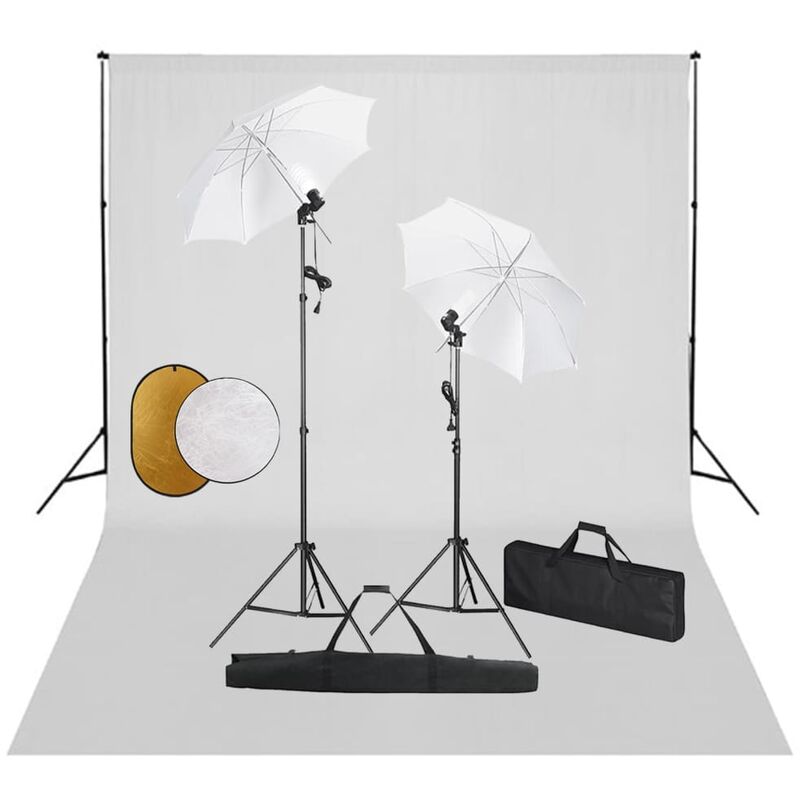 

Kit estudio fotográfico lámparas sombrillas fondo y reflector - Youthup