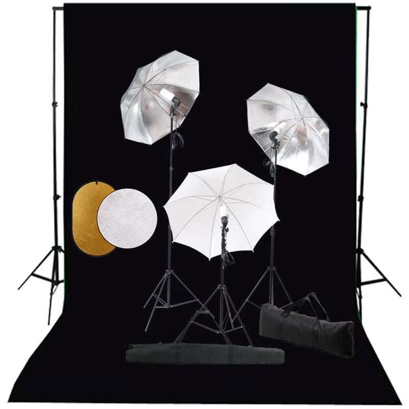 

Kit estudio fotográfico lámparas, sombrillas, fondo y reflector - Youthup
