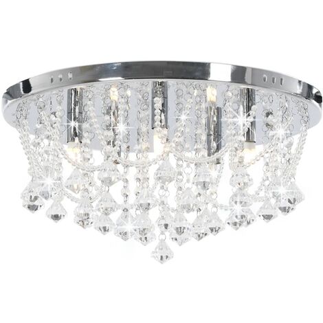 YOUTHUP Lampadario Perle di Cristallo Argento Rotondo 4 Lampadine G9 - Argento