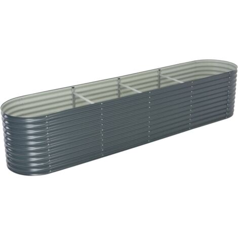 YOUTHUP Letto Rialzato Giardino 400x80x81 cm in Acciaio Zincato Grigio