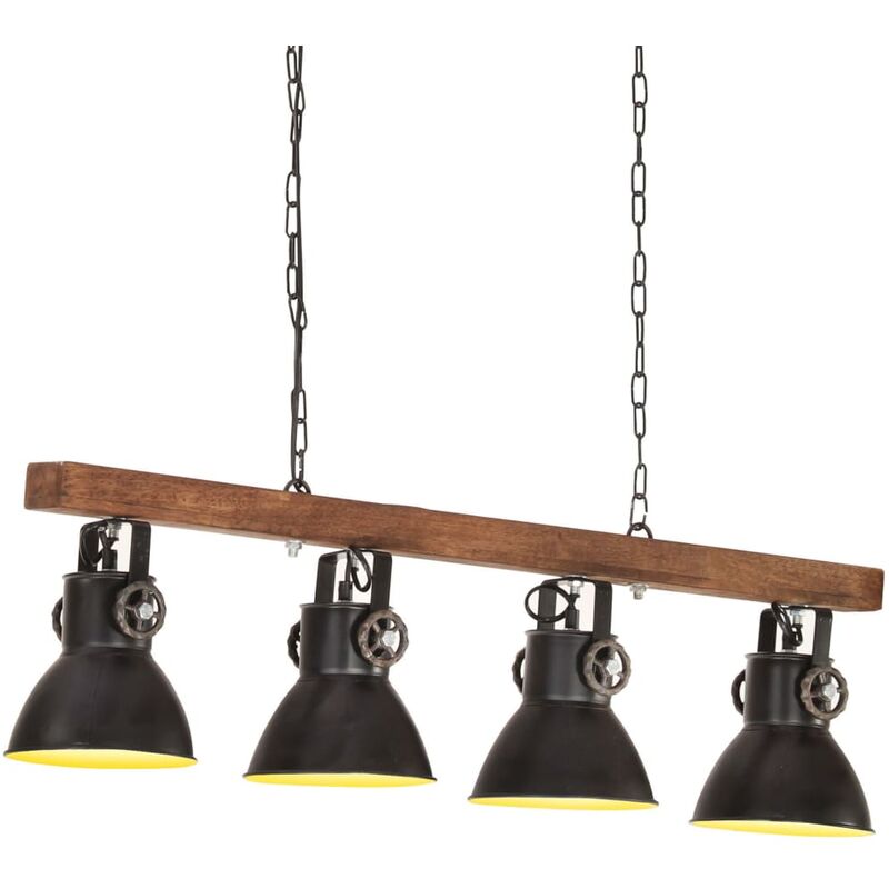 

Lámpara de techo industrial madera de mango negro E27 - Negro - Youthup
