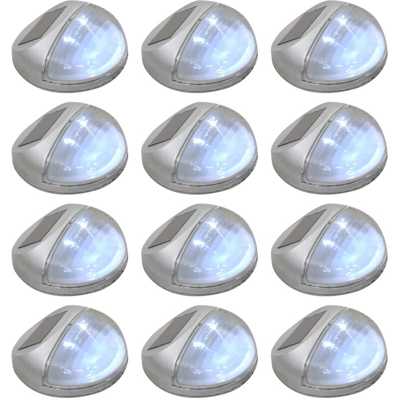 

Lámparas solares LED de pared exterior 12 uds redondas plateada - Plateado - Youthup