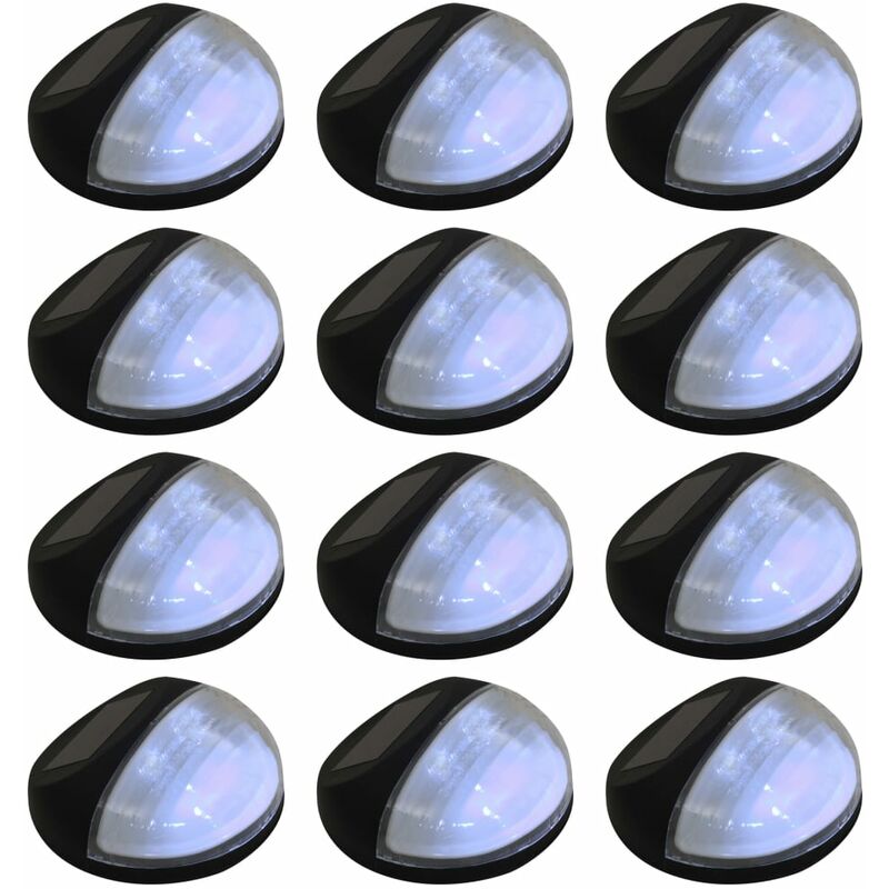 

Lámparas solares LED de pared exterior redonda 12 uds negro - Negro - Youthup