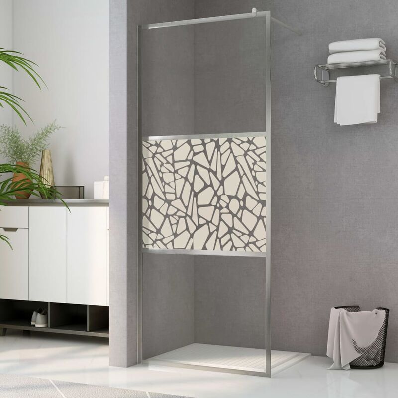 

YOUTHUP Mampara de ducha accesible vidrio ESG diseño piedras 80x195 cm