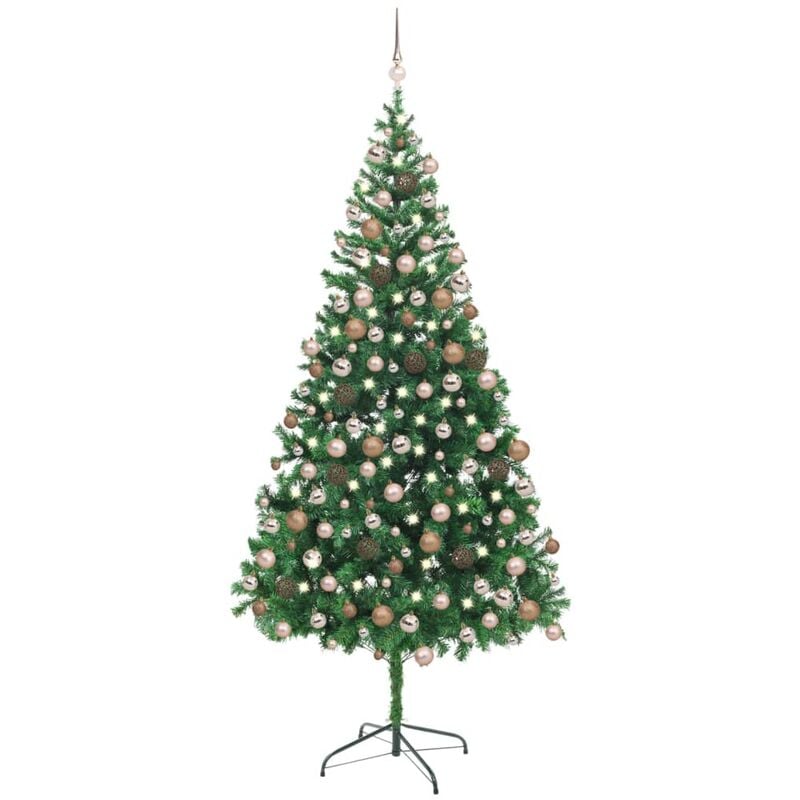 

Medio árbol de Navidad artificial LED bolas 910 ramas 210 cm - Youthup