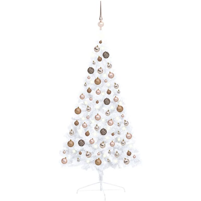 

Medio árbol de Navidad artificial LED y bolas blanco 120 cm - Youthup