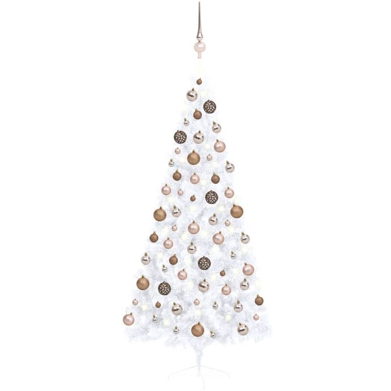 

Medio árbol de Navidad artificial LED y bolas blanco 180 cm - Youthup