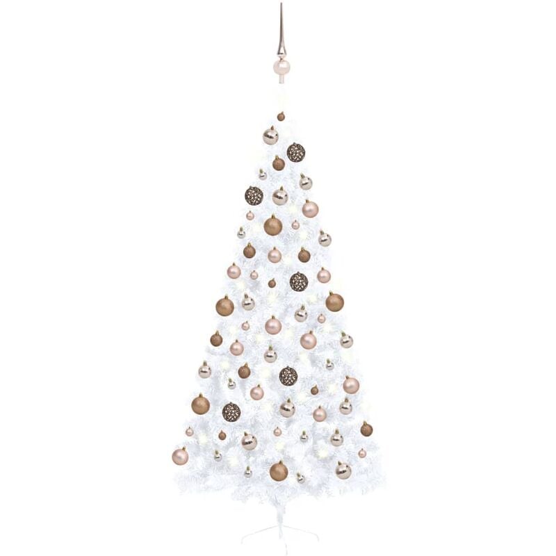 

Medio árbol de Navidad artificial LED y bolas blanco 210 cm - Youthup