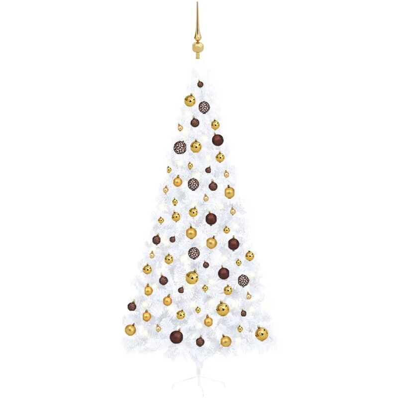 

Medio árbol de Navidad artificial LED y bolas blanco 240 cm - Youthup
