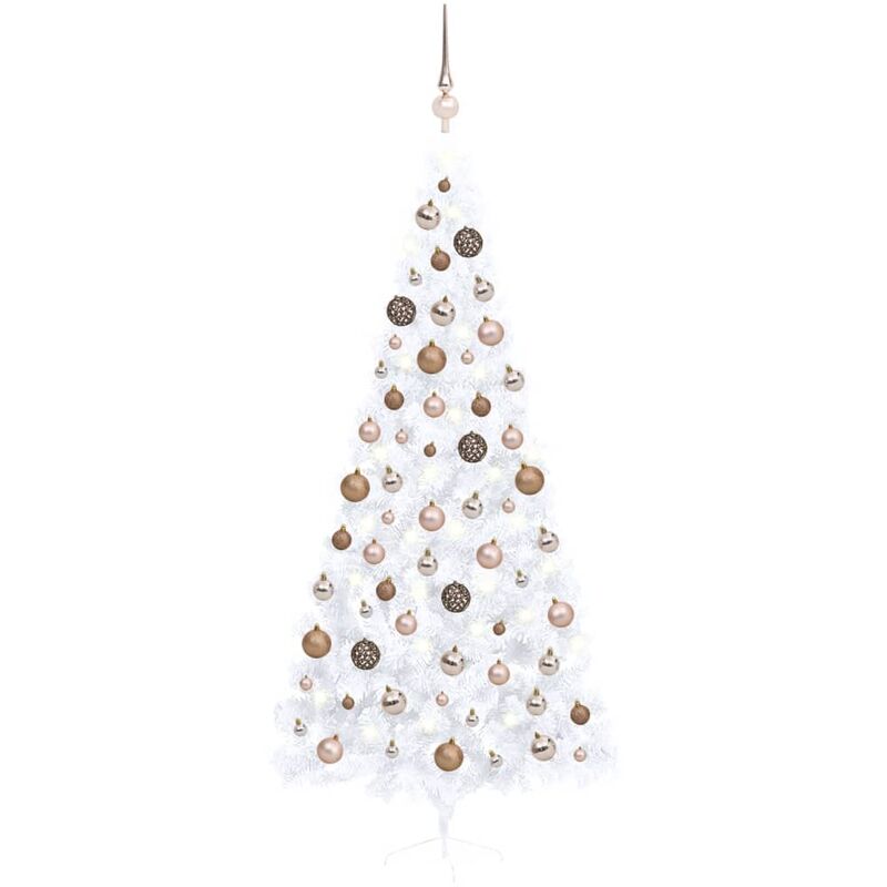 

Medio árbol de Navidad artificial LED y bolas blanco 240 cm - Youthup