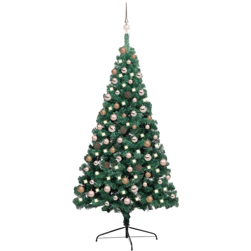 

Medio árbol de Navidad artificial LED y bolas verde 180cm - Youthup
