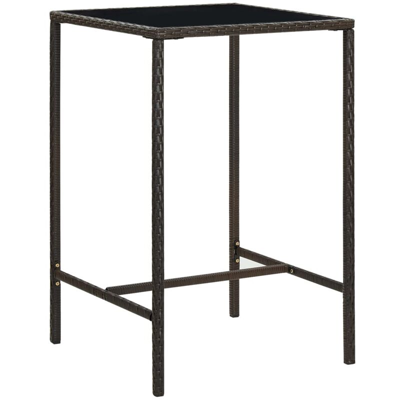 

Mesa alta de jardín ratán sintético y vidrio marrón 70x70x110 cm - Marrón - Youthup