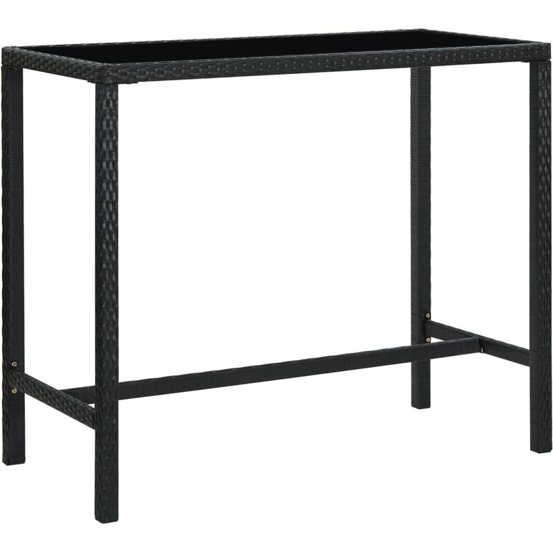 

Mesa alta de jardín ratán sintético y vidrio negro 130x60x110cm - Negro - Youthup