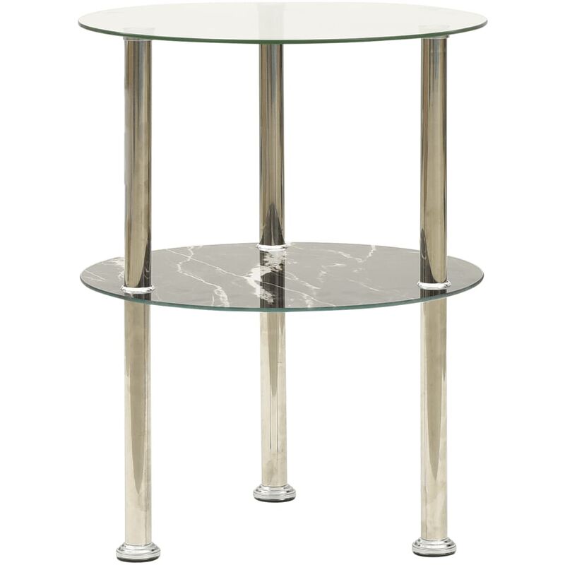 

Mesa auxiliar 2 niveles vidrio templado transparente negro 38cm - Youthup
