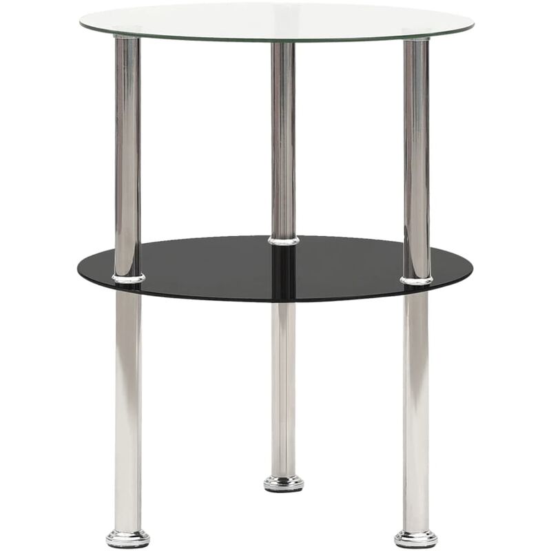 

Mesa auxiliar 2 niveles vidrio templado transparente negro 38cm - Youthup