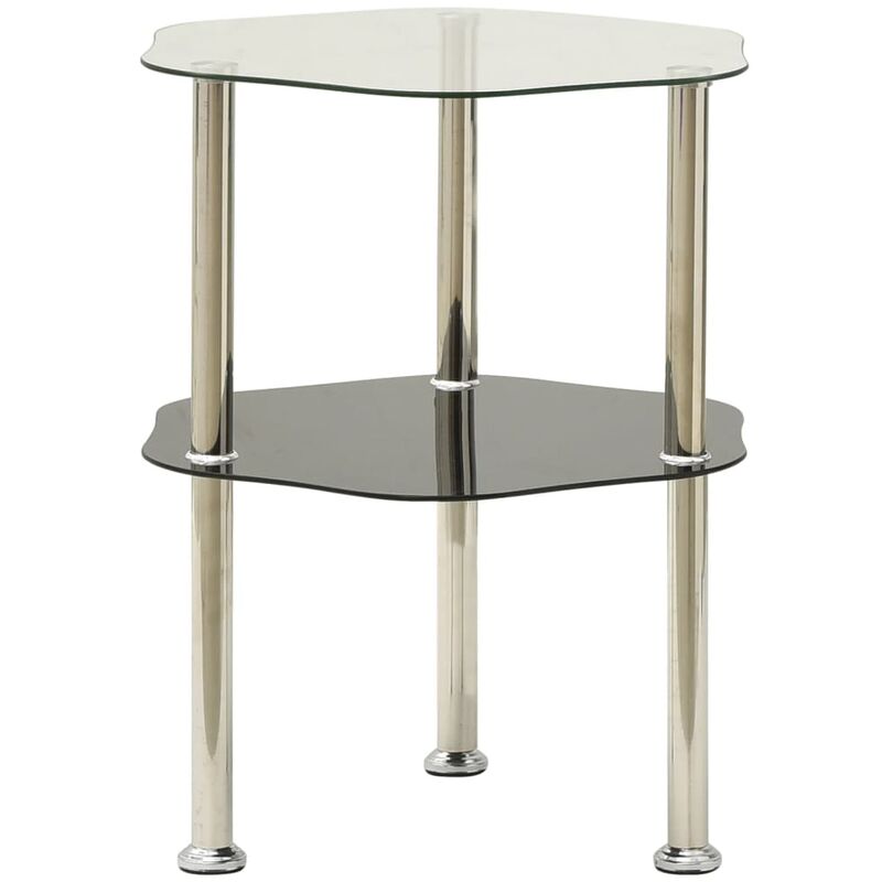 

Mesa auxiliar 2 niveles vidrio transparente y negro 38x38x50 cm - Youthup