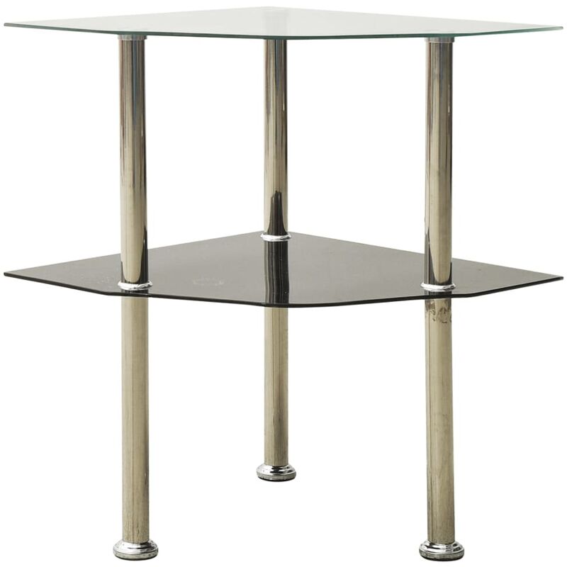 

Mesa auxiliar 2 niveles vidrio transparente y negro 38x38x50 cm - Youthup