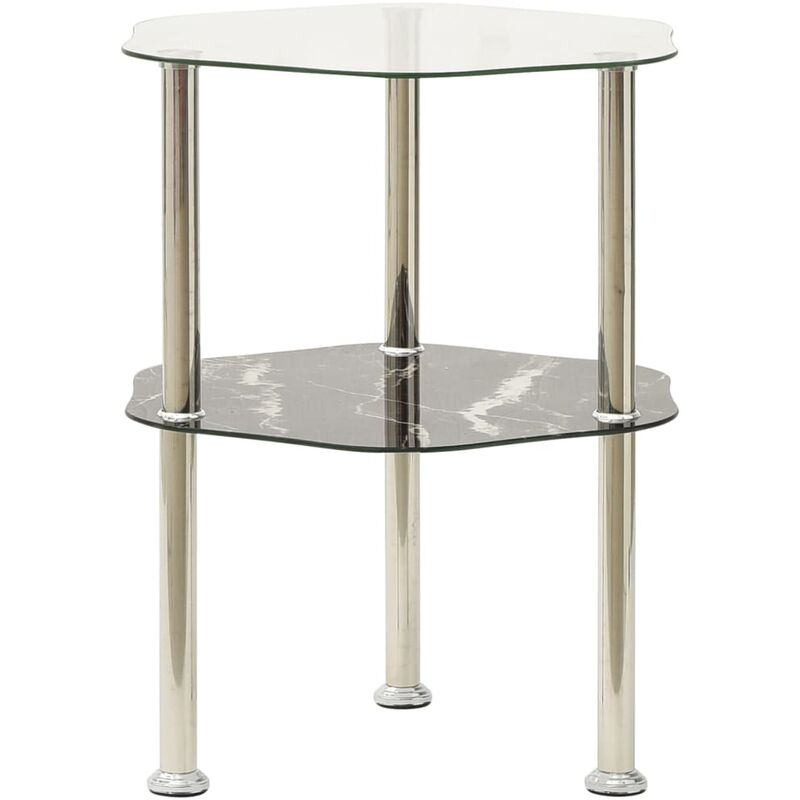 

Mesa auxiliar 2 niveles vidrio transparente y negro 38x38x50 cm - Youthup