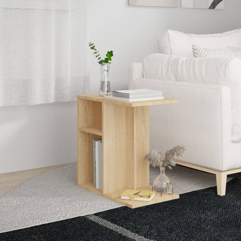 

Mesa auxiliar de aglomerado color roble Sonoma 50x30x50 cm - Marrón - Youthup