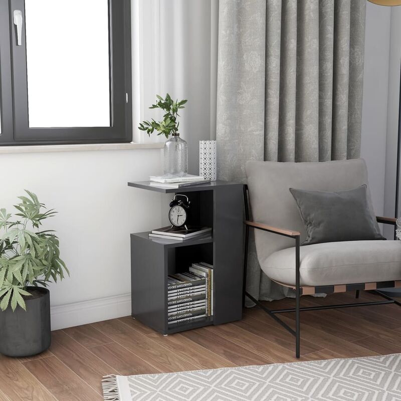 

Mesa auxiliar de aglomerado gris 36x30x56 cm - Gris - Youthup