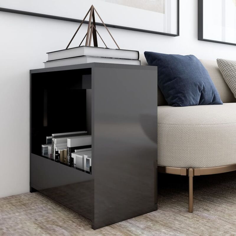 

Mesa auxiliar de aglomerado gris brillante 50x26x50 cm - Gris - Youthup