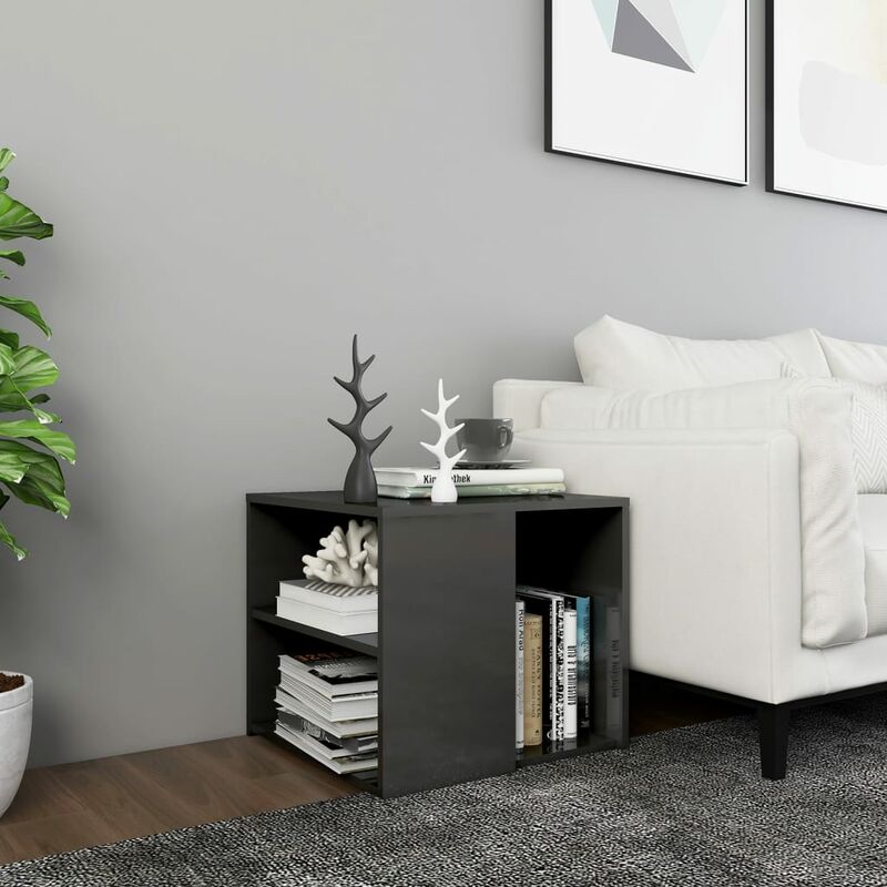

Mesa auxiliar de aglomerado gris brillante 50x50x45 cm - Gris - Youthup