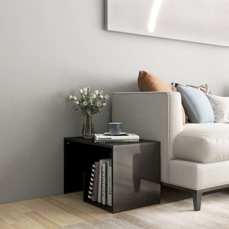 

Mesa auxiliar de aglomerado gris brillante 59x36x38 cm - Gris - Youthup