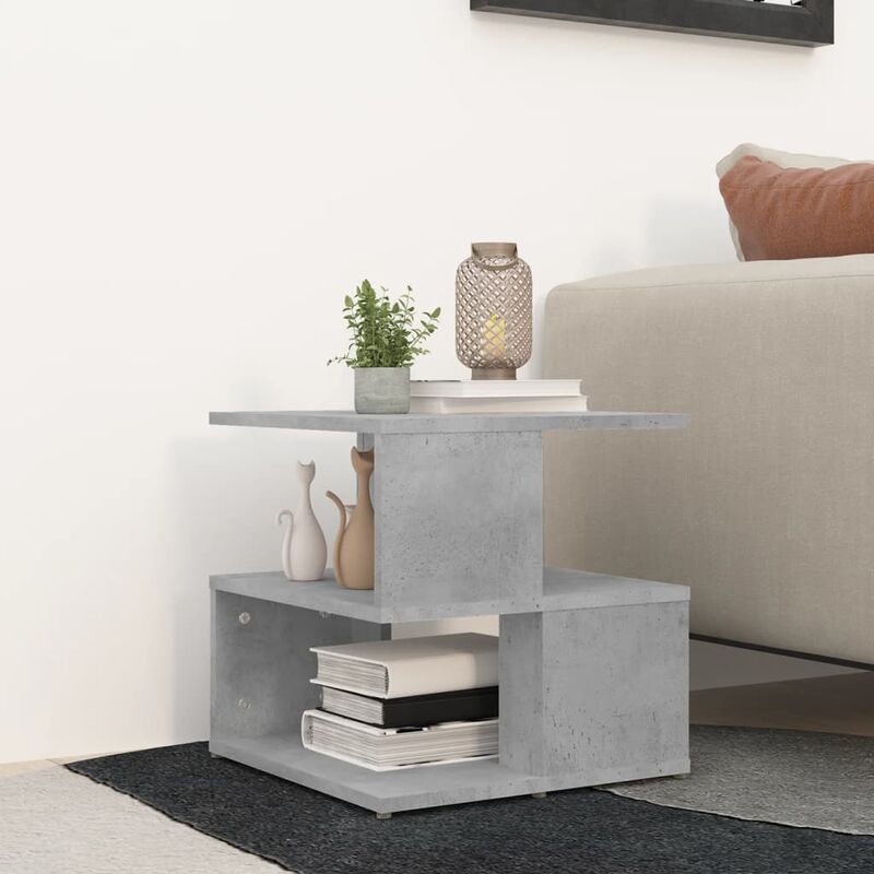 

Mesa auxiliar de aglomerado gris hormigón 40x40x40 cm - Gris - Youthup