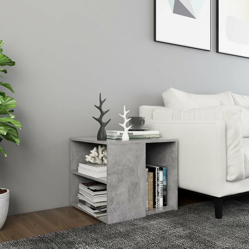 

Mesa auxiliar de aglomerado gris hormigón 50x50x45 cm - Gris - Youthup