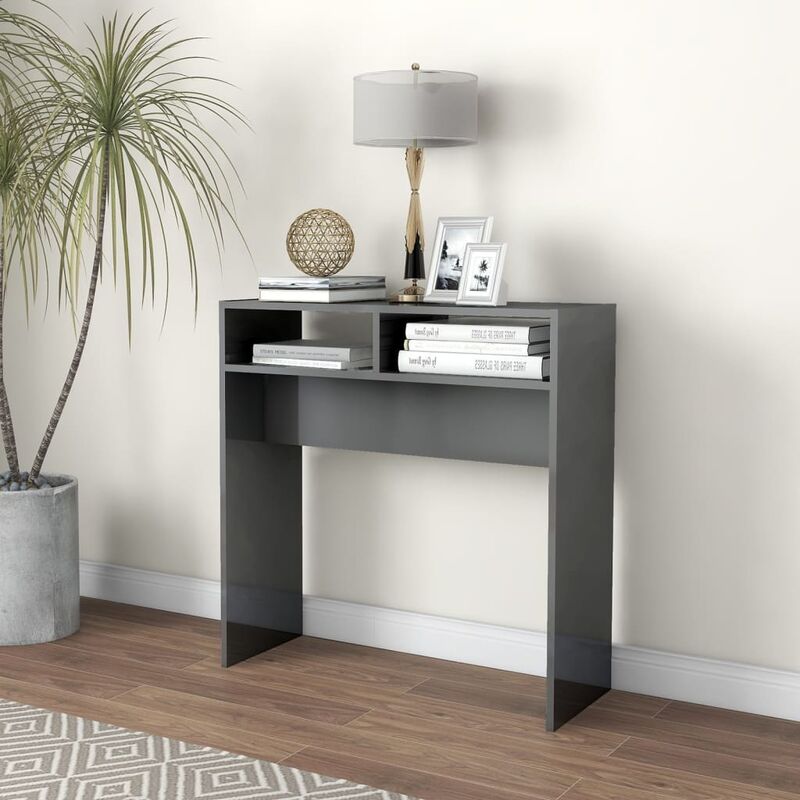 

YOUTHUP Mesa consola de aglomerado gris brillante 78x30x80 cm - Gris