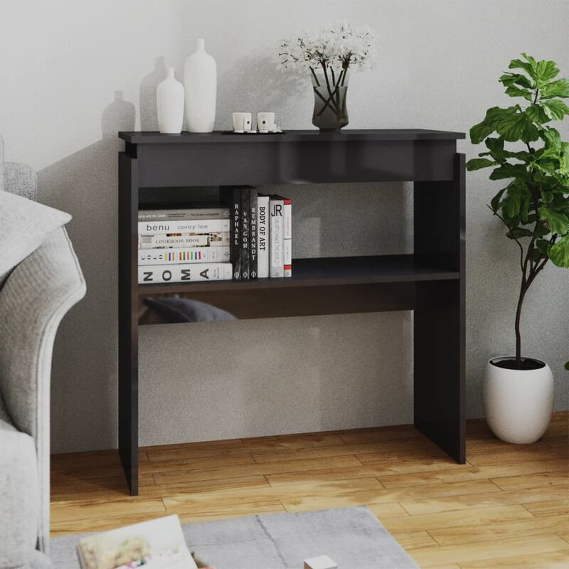 

Mesa consola de aglomerado gris brillante 80x30x80 cm - Gris - Youthup