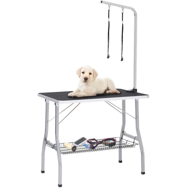 

Mesa de aseo ajustable para perros con 2 lazos y cesta - Youthup