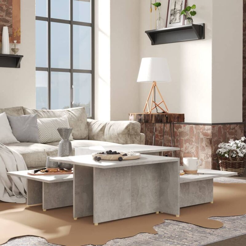 

Mesa de centro 2 piezas aglomerado gris hormigón 111,5x50x33cm - Gris - Youthup