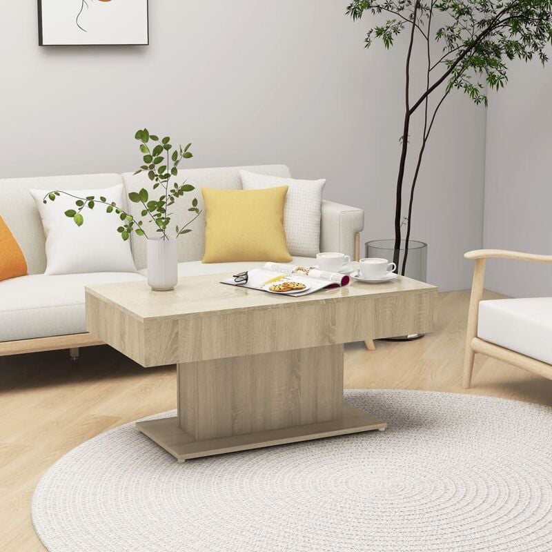 

YOUTHUP Mesa de centro aglomerado color roble Sonoma 96x50x45 cm - Marrón