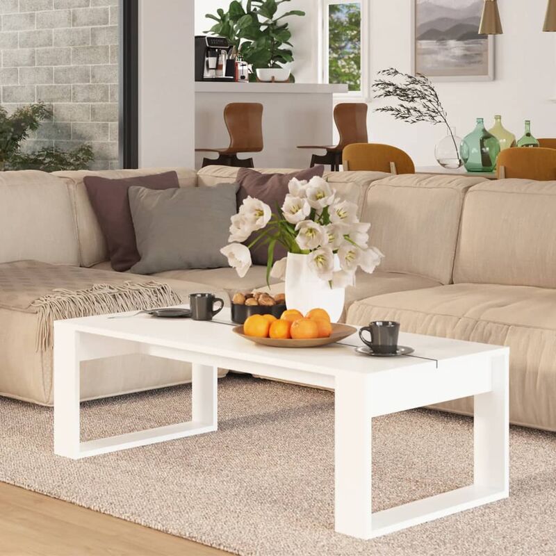 

Mesa de centro de aglomerado blanco 110x50x35 cm - Blanco - Youthup