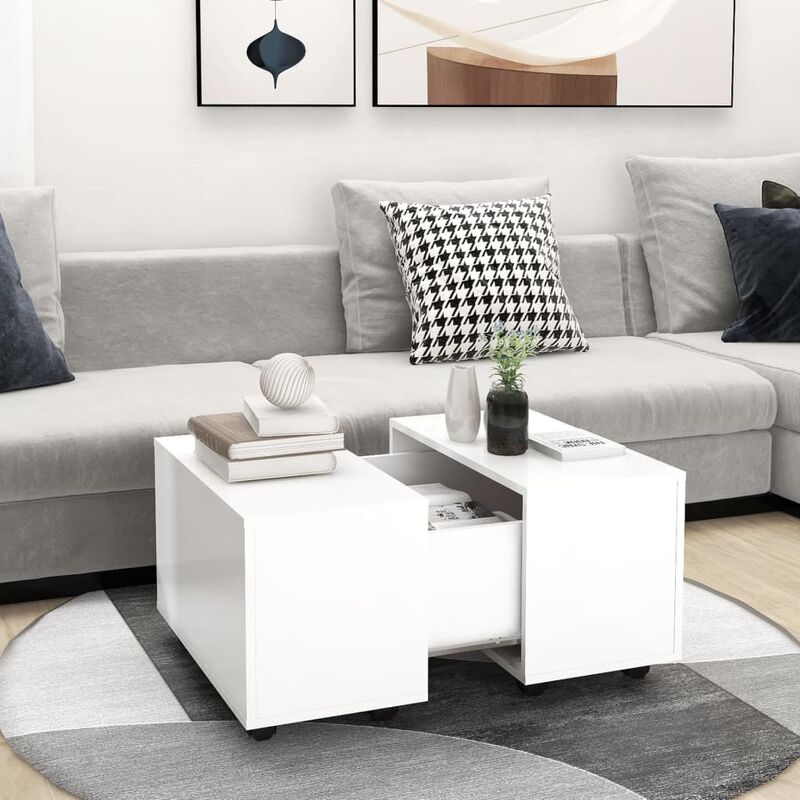 

Mesa de centro de aglomerado blanco 60x60x38 cm - Blanco - Youthup