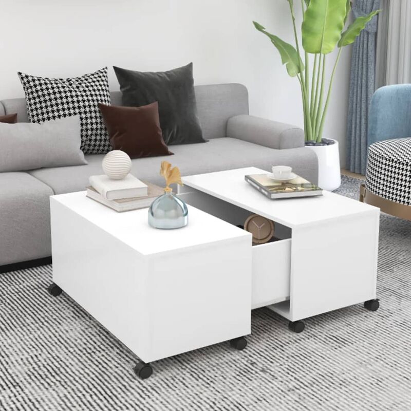 

Mesa de centro de aglomerado blanco 75x75x38 cm - Blanco - Youthup