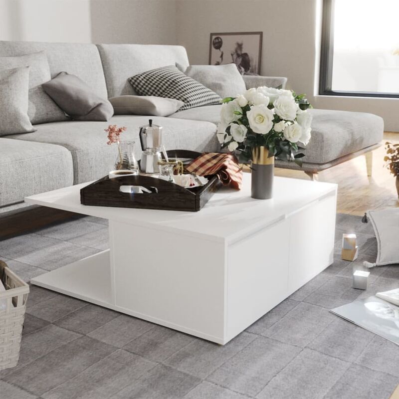 

Mesa de centro de aglomerado blanco 80x80x31 cm - Blanco - Youthup