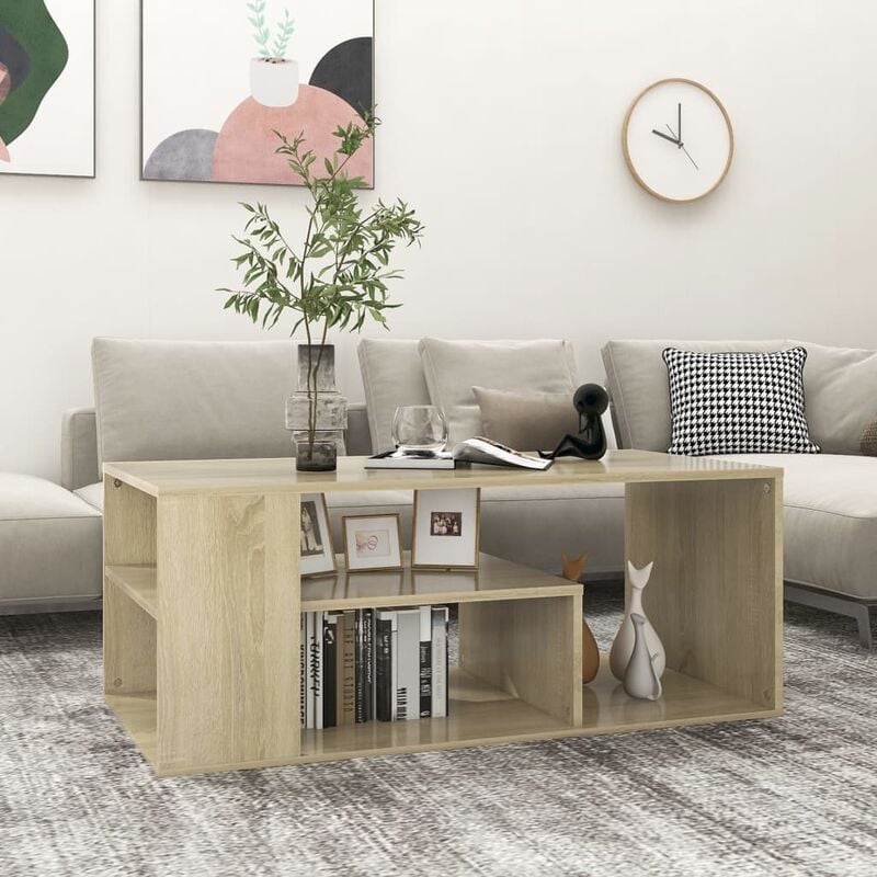 

Mesa de centro de aglomerado color roble Sonoma 100x50x40 cm - Marrón - Youthup