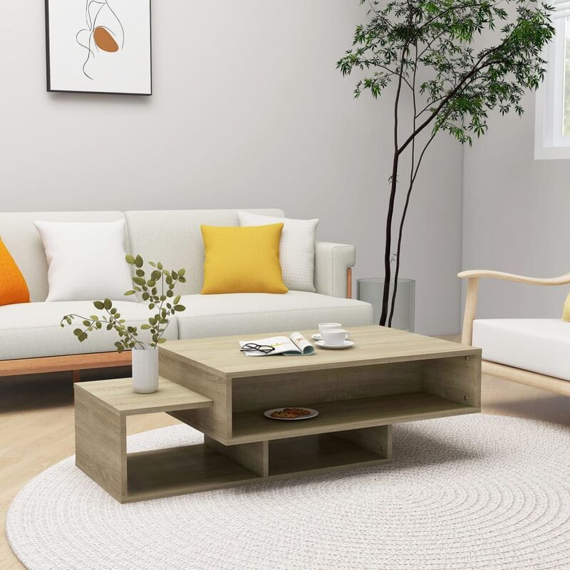 

Mesa de centro de aglomerado color roble Sonoma 105x55x32 cm - Marrón - Youthup