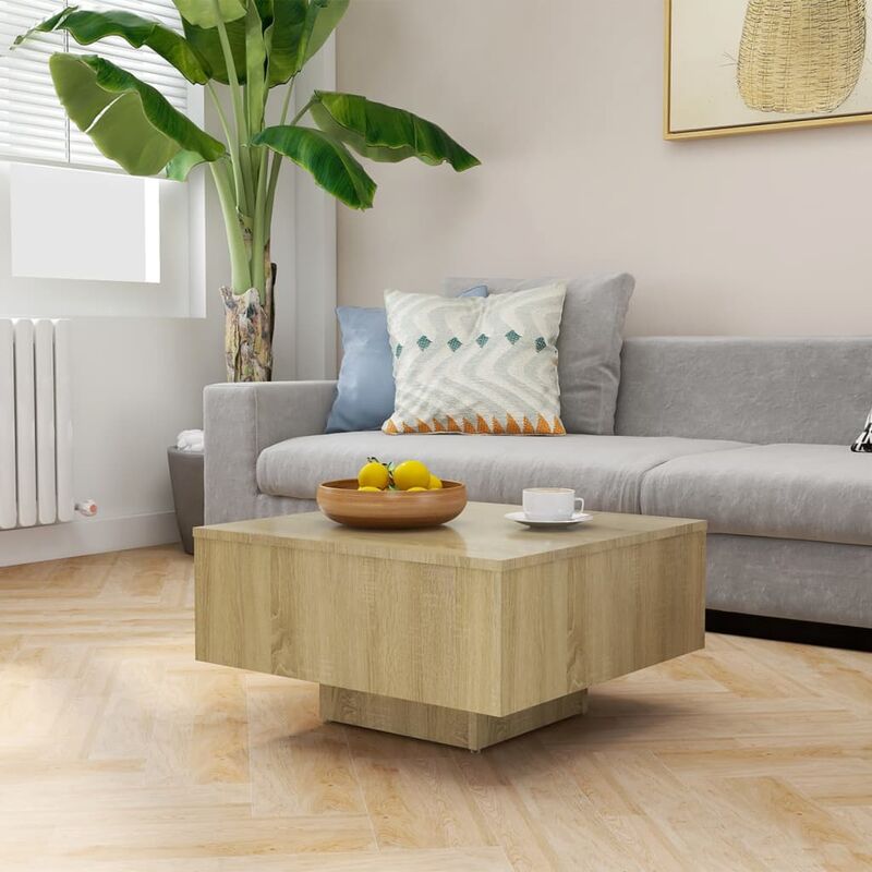 

Mesa de centro de aglomerado color roble Sonoma 60x60x31,5 cm - Marrón - Youthup