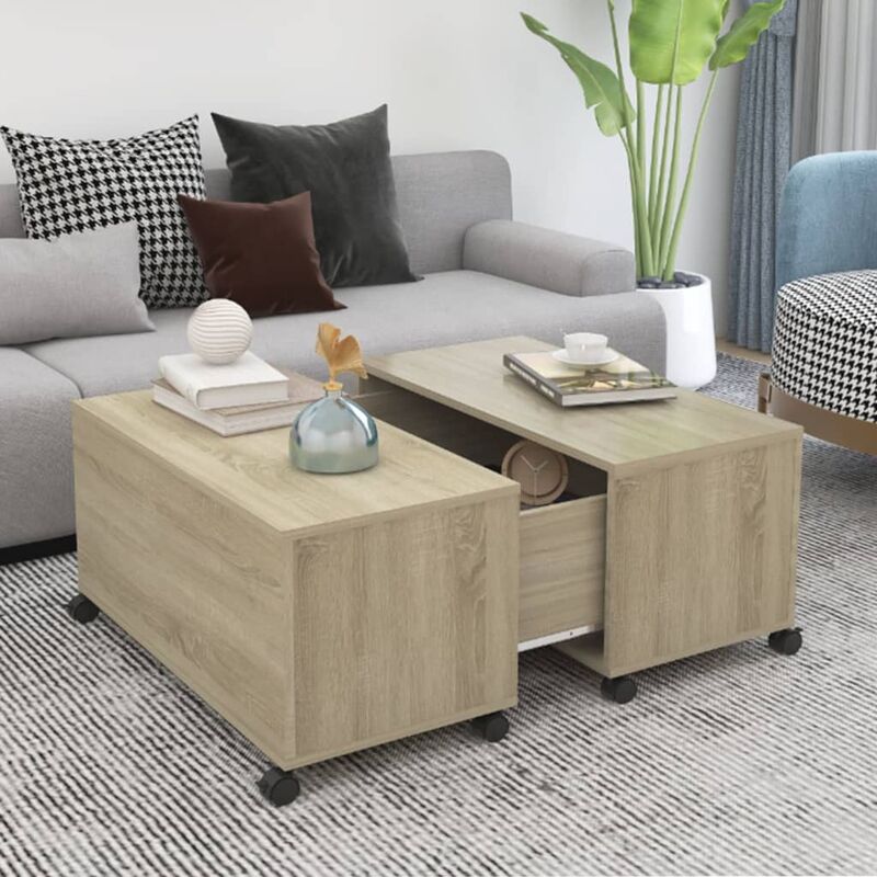 

Mesa de centro de aglomerado color roble Sonoma 75x75x38 cm - Marrón - Youthup